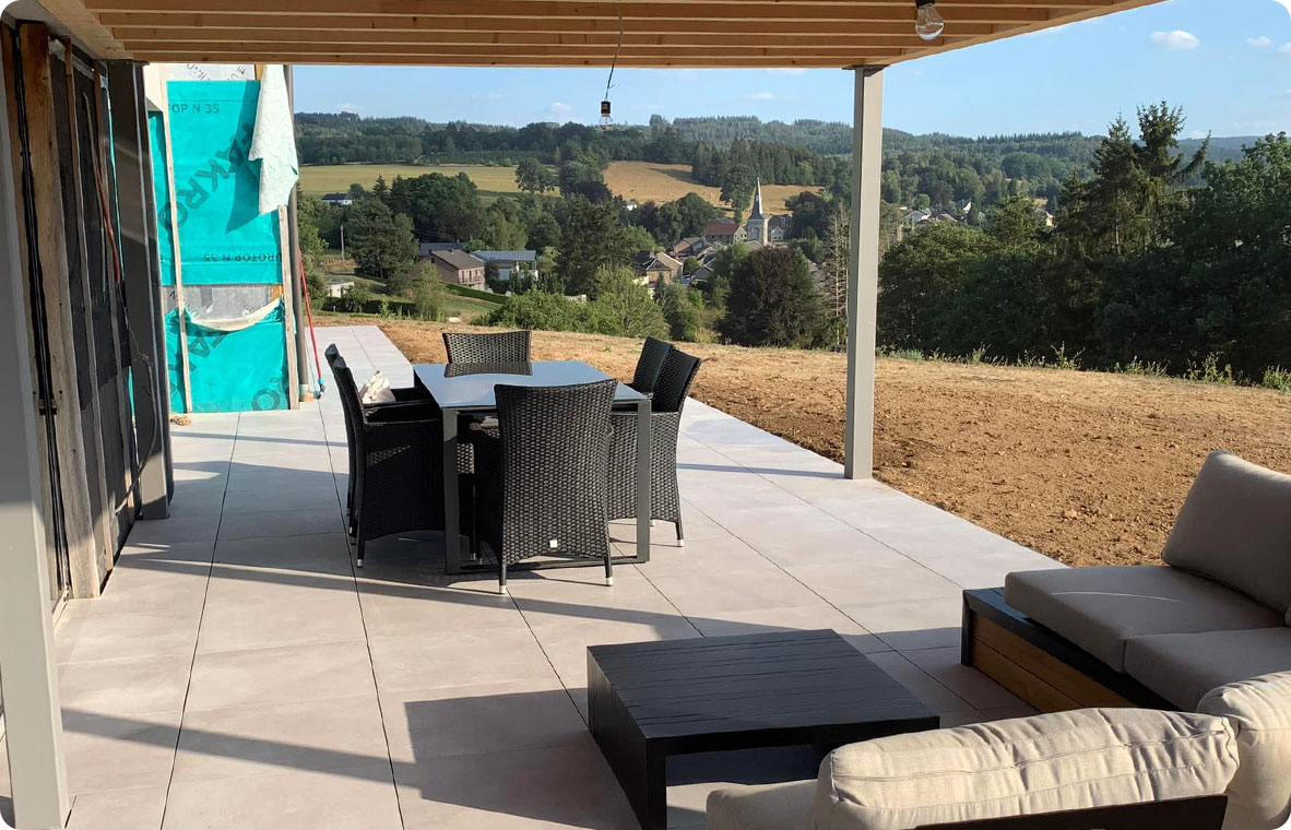 terrasse couverte avec vue
