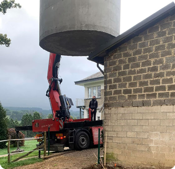 pose d'une citerne à eau de 15000 litres